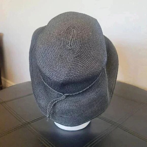 Scala Pronto Women's Black Paper Packable Sunhat w Band and Logo Plate - Picture 4 of 9